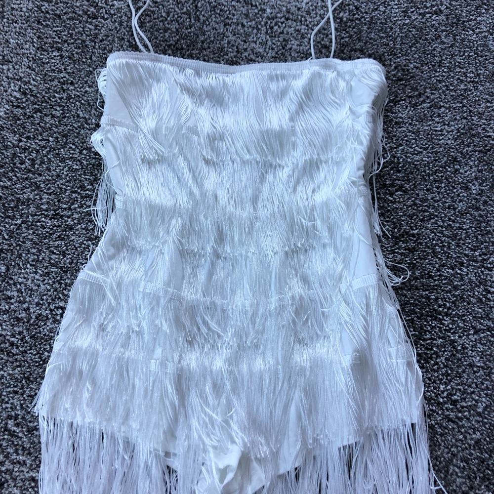 SOLD! White fringe romper brand new, never worn